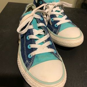 Converse 308784F Navy Double Tongue Blue Green Sneaker US Youth 3 VGUC